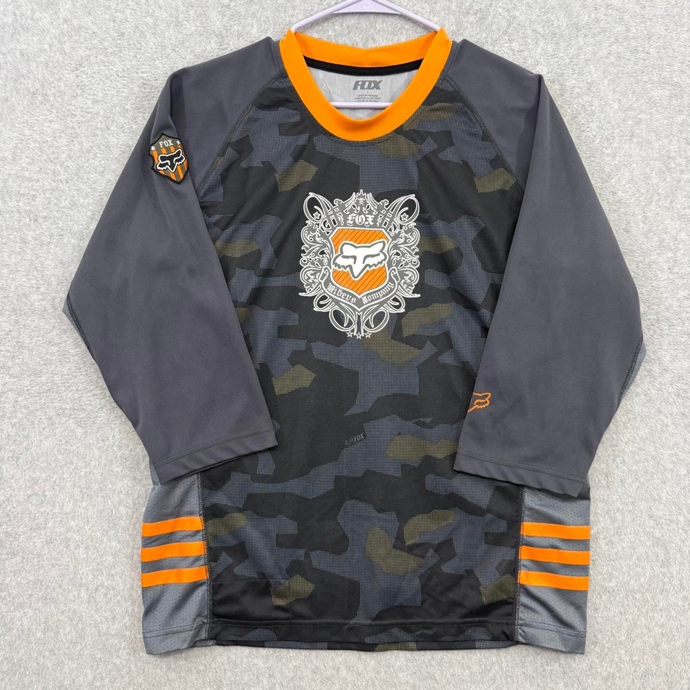Fox Racing Men's Camo Motocross Jersey Gray Orange Long Sleeve MTB